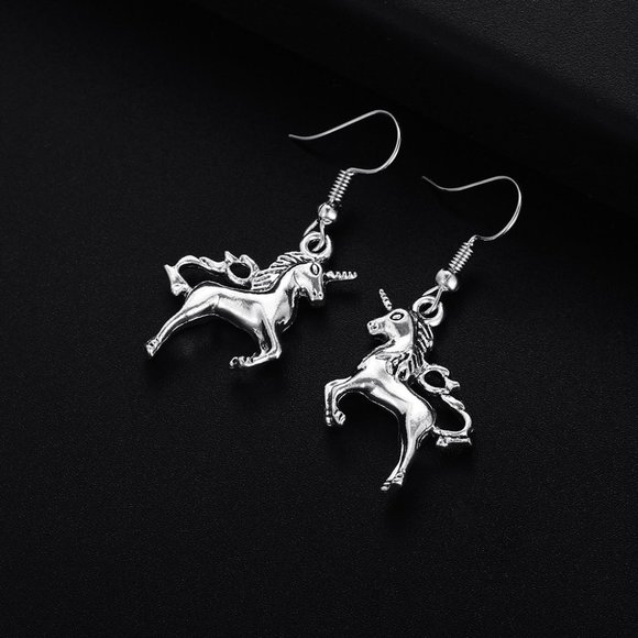 Trendy Vintage Unicorn Shape Dangle Earrings for Woman K370